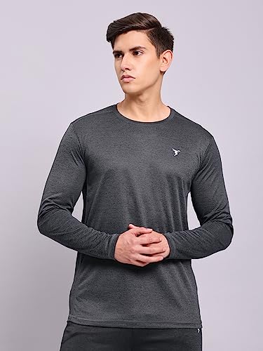 Image of TECHNOSPORT Men's Slim Fit Full Sleeve Round Neck T-Shirt, Double Cool Quick Dry Moisture Wicking Stretchable Sports Gym and Casual Wear