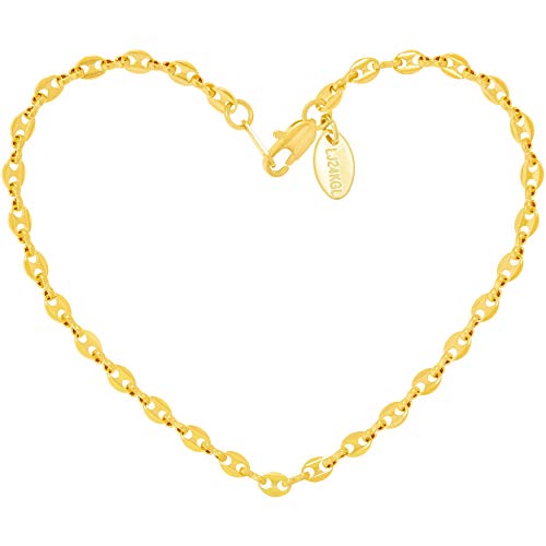 LIFETIME JEWELRY O-Link Chain Anklet for Women Men and Teen 24k Real Gold Plated (10)