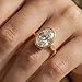 SilverQ 3 Ct Oval Cut Diamond Vintage Style Hidden Halo Engagement Ring for Women 14K Gold Plated Art Deco Milgrain Set Edwardian Inspired Ring 925 Sterling Silver Handmade Minimalist Bridal Jewelry