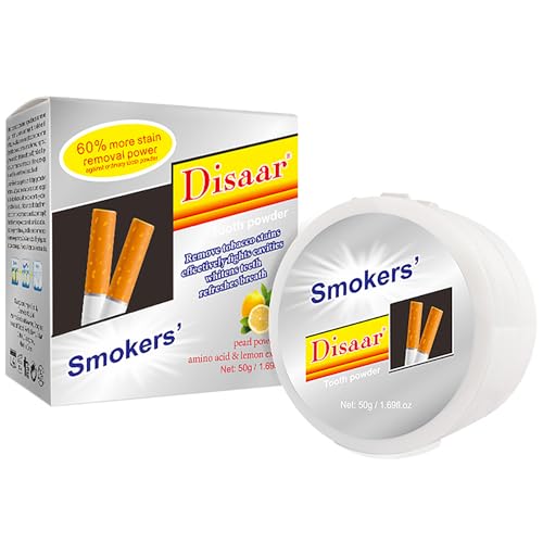 DISAAR BEAUTY Smokers Tooth Powder Remove Tobacco Stains Whitens Teeth Refreshes Breath Amino Acid...