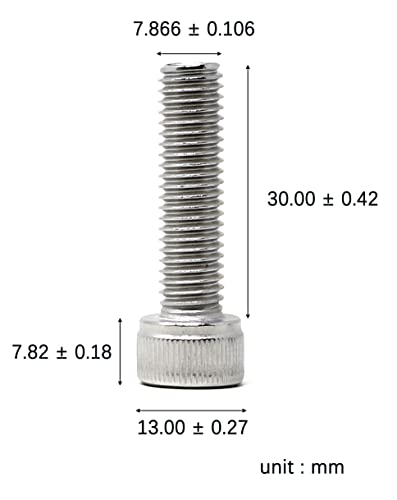Image of iexcell 10 Pcs M8 x 30mm Thread Pitch 1.25 mm Stainless Steel 304 Hex Socket Head Cap Screws Bolts Kit