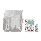 Kit de Funda para Cámara Instantánea, Cómoda Funda para Cámara Táctil para Niños con Funda para Cámara, Correa para el Hombro, Exquisitas Pegatinas, Funda Protectora Transparente (Azul)