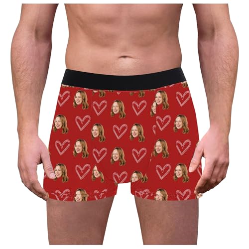 akwuiopt Calzoncillos personalizados para hombre, con foto divertida, ropa interior térmica para marido, hombre, ropa interior térmica para hombre, rosso, M