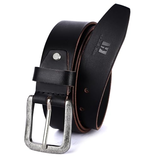 Casual Leather Belt for Men | Full Grain Mens Leather Belts with Adjustable Strong Antique Buckle | Size 26-44 US