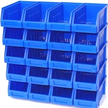 BLUE SIZE 2 STACKING STORAGE BINS PLASTIC PARTS BINS 20