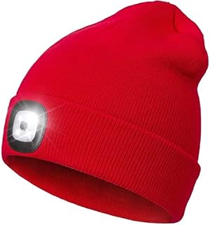 COTOP Unisex LED Headlamp Beanie Cap Men's Women Gift Winter Warm Beanie Hat Hands Free Lighted Beanie Cap for Dog Walking Night, Running, Camping,Hiking