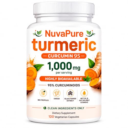 Nuvapure Turmeric with Black Pepper Turmeric Curcumin with Black Pepper -120 Counts