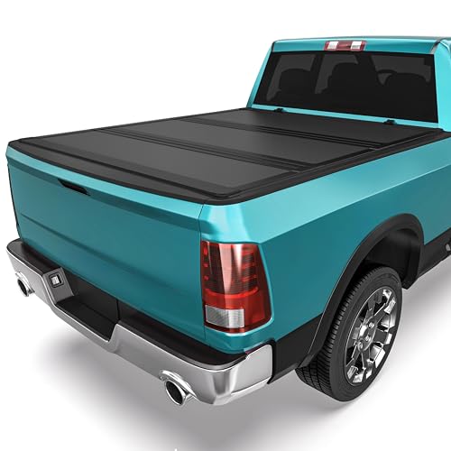LEDKINGDOMUS Low-Profile Hard Trifold Truck Bed Tonneau Cover Fits for Dodge Ram 1500 New Body Style 2019 2020 2021 2022 2023 2024 2025 2026 | 6.4ft Bed w/o Ram Box