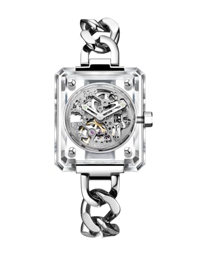 Montre automatique femme finies les piles avec ce boîtier cristal transparent