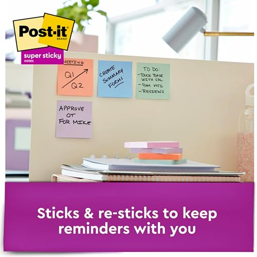Image of Post-it Recycled Super Sticky Notes, 3 x 3-Inches, Assorted Natures Hues Colors, 24-Pads /Pack