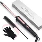 Fer à Friser Fin, Fer à Friser Petit de 3/8 po pour Cheveux Courts et Longs, Tube Carré en Céramique, Fer à Friser à Baril Petit Chauffage Rapide pour Boucles Serrées, Comprend Gant