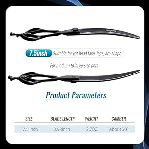 Dog Grooming Scissors: 7.5" Curved Pet Shears Made Of Japanese 440C for Trimming Dogs Cats and Other Pets Face and Paws Black Dog Grooming Scissors: 7.5″ Curved Pet Shears Made Of Japanese 440C for Trimming Dogs Cats and Other Pets Face and Paws Black