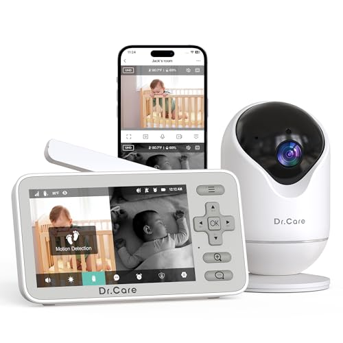Dr.Care VistaView Lite Smart WiFi Baby Monitor - 4' 720P Split Screen & 1080P Camera App Control, Motion Alerts, HD Night Vision, Triple Security, 2-Way Talk, Video Recording, Multi-User