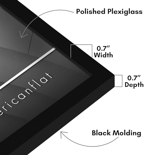 Americanflat 16x21 Picture Frame with Polished Plexiglass - Streamline Collection - Thin Border Picture Frame for Wall Display - Hanging Hardware Included - Black