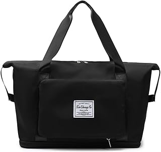 Lmagice Travel Bag With Shoe Compartment Weekender Overnight Shoulder Bags Sports Tote Gym Bag for Women and men, Black4, Large