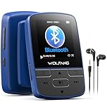 WOLFANG MP3 Player with Bluetooth 5.2, Sports Clip, Mini Size, 28g Lightweight, HiFi Lossless Sound, FM Radio, Voice Recorder, Wired Earphones Included (Blue)