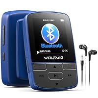 WOLFANG MP3-Player mit Bluetooth 5.2, Sportclip, Mini-Größe, Gewicht 28,3 g, HiFi FM-Radio, Diktiergerät, Kopfhörer im Lieferumfang enthalten