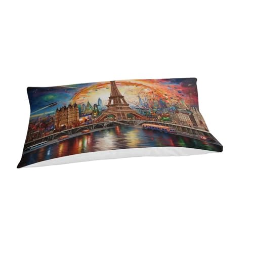 Funda nórdica de Torre Eiffel individual con impresión 3D en microfibra suave de 135x200 cm 6