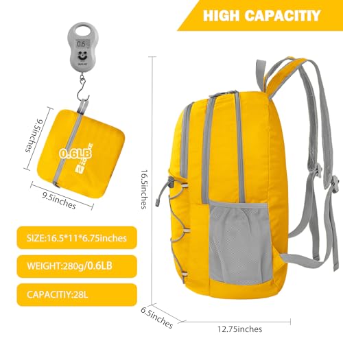 Image of ZOMAKE Ultra Lightweight Hiking Backpack 28L, Packable Small Backpacks Water Resistant Daypack for Women Men(Yellow)