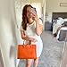 Women's Handbag Flap-over Belt Shoulder Bag Top Handle Tote Satchel Purse Work Bag w/Matching Wristlet (Orange)