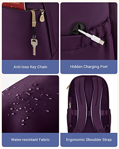 Light Flight Women Backpacks Laptop Backpack For Women 15.6 Inches Computer Bags For Work Travel College, Gifts For Women, Purple #TOP4