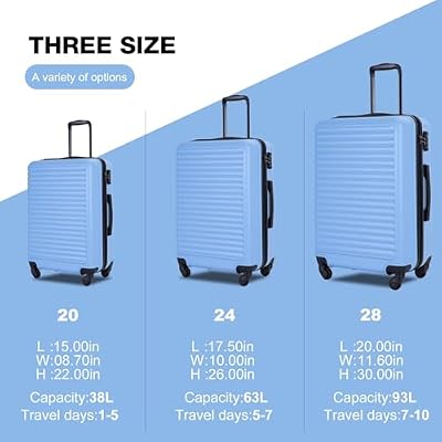 Travelhouse Suitcase Hardshell 3 Piece Luggage Set,Lightweight Hardside Travel Suitcase set with Spinner Wheel,TSA Lock
