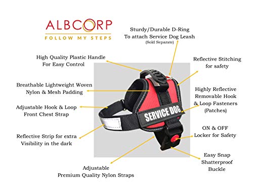 Albcorp Service Dog Vest Harness - Reflective - Woven Polyester & Nylon, Comfy Mesh Padding, Extra Small, Black #TOP6