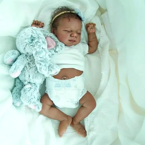 Muñeca Reborn Negra Anano 18 pulgadas con accesorios miniatura 3