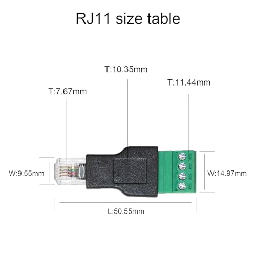 10 adaptadores RJ11 macho a terminal de tornillo 4 pines miniatura 2