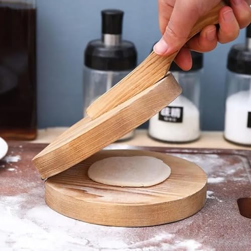 Presse à tortillas en bois – Machine à tortillas manuelle pour de maïs et de farine, emballages boulettes, pâte empanada – Gadget cuisine avec charnière en acier inoxydable, couleur