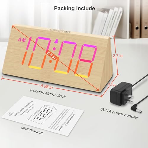 DreamSky Digital Clocks for Bedrooms Wooden Alarm Clock Décor - Image 8