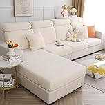 Topchances Sofa Seat Cushion Covers - Universal Stretch Sofa Slipcovers Couch Seat Cover, Soft Couch Covers, Sofa Cover L Shape Furniture Protector (Beige Wheat)