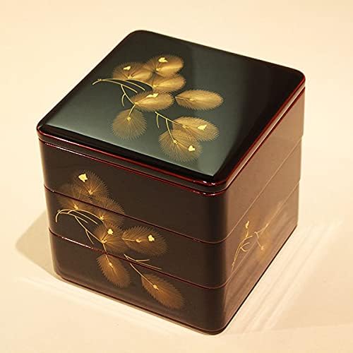 輪島塗 重台 角盆 御膳 金蒔絵 松竹梅 螺鈿 螺鈿 漆器 三段お重