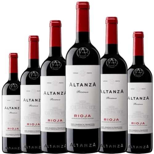 Altanza Reserva Vino Tinto Tempranillo con Crianza en Barrica, 14% Vol, Equilibrado y Elegante, Ideal para Maridar, Compra Online con Envío Rápido| 6 botellas