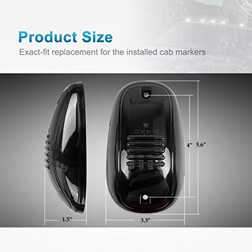 Partsam 5Pcs 12Leds Smoke/White Cab Roof Top Marker Running Lights 264146Bk Replacement For Dodge Ram 2003-2018 (Smoked Lens/White Lights) #TOP1