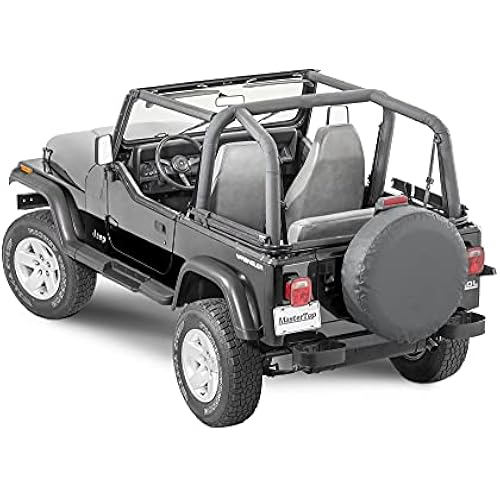 MasterTop Sport Bar Pad Covers, Black Denim - Fits Jeep Wrangler YJ 1992-1995 - UV, Rain and Rip Resisant - Protects Roll Bars from Water, Scratches, and Fading