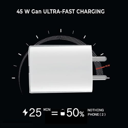Image of 45W CMF by Nothing Fast Charger Adapter Compatible for CMF Phone 1 /Nothing Phone 2A /Phone 2a Plus /Phone 2 /Buds /Ear Stick, CMF 33w Power Charger for Mobile, 45 W Type C Charging Adaptor, 33 w Charge