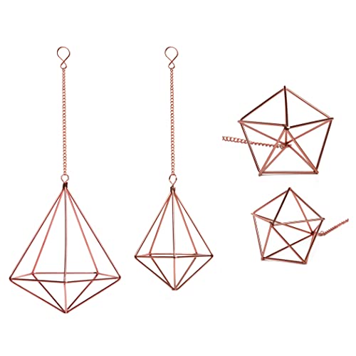 Libproqia Hanging Air Plants Holders Geometric Airplant Hangers Rose Gold Tillandsia Holder Metal Pink Himmeli Metal Airfens Planter For Home Décor 4Pcs #TOP5