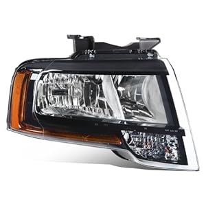 DNA MOTORING OE Style Front Right Headlight Compatible With 15-17 Ford Expedition, Black Housing, OEM-HL-0311-R
