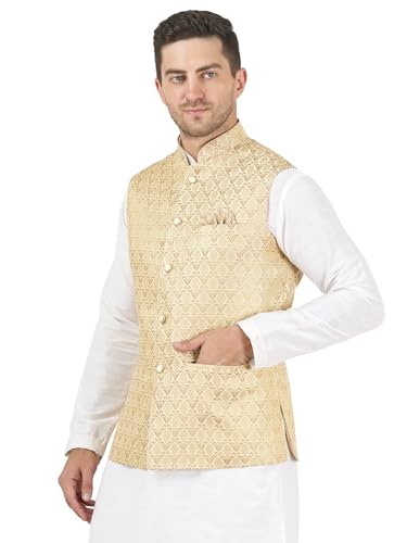 Image of Badoliya & Sons Men's Brocade Zari Nehru Jacket /Waist Coat