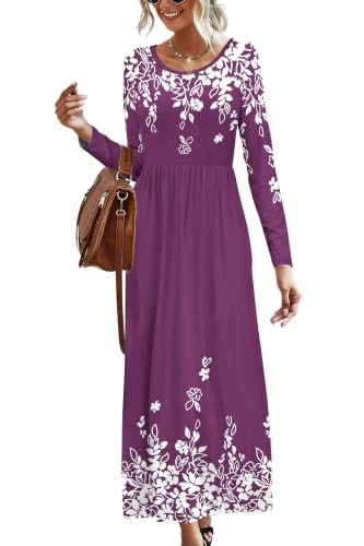 Image of AUSELILY Women's Classic Long Sleeve Dress Loose Plain Long Casual Maxi Dresses with Pockets 2026