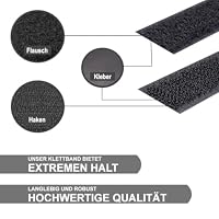 Kstar Klettband selbstklebend extra Stark, Hakenband und Flauschband, Farbe, Breite, Länge wählbar, Klettverschluss selbstklebend (Set, schwarz, 16 mm x 6 m) – Ansicht 2