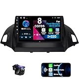 Car Stereo for Ford Escape 2013-2019 8 Core Android 12 with Wireless CarPlay Android Auto, 9 inch 1280X720 IPS Touchscreen Bluetooth Car Radio Player with Backup Camera, AM/FM/RDS, AUX, Hi-Fi, SWC