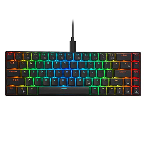 RK ROYAL KLUDGE RK68 (RK855) 65% RGB Mechanical Gaming Keyboard, Small Compact 68 Keys Wired Gaming/Office Keyboard, Blue Switch Keyboard for Gamer, Office Worker, Programmer, etc(Black)