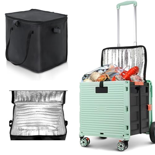 Cooler Bag Wheeled，Large Insulated Rolling Cooler Collapsible Leakproof Portable Hard Framed Ice Packs for Camping Picnic Beach Travel (Green, 5.7 inch Wheels) by MOV COMPRA - Image 2