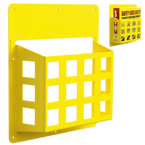Performore Molded Plastic SDS Rack with Hardware – Durable Wall-Mounted Storage Solution Including 8 Screws and 8 Anchors for Easy Installation and Organization