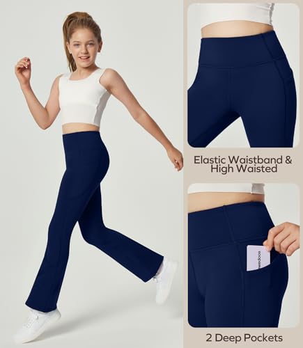 Ewedoos Girl’s Fleece Lined Flare Leggings with Pockets Cute Preppy Clothes for Girls Yoga Pants Bell Bottoms3
