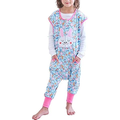 ZEBZOO Girls Sleeping Bag Cotton Sack Wearable Blanket Sleeper with Feet Toddler Kids Double Layered Rabbit M Cover