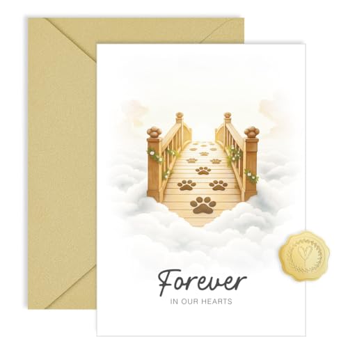 CRTURUNIQ Pet Sympathy Card, Loss of Dog Cat Memorial Bereavement