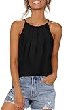 WIHOLL Halter Tops for Women Loose Fit Scoop Neck Tank Tops Beach Summer Vacation Outfits 2025 L C-Black